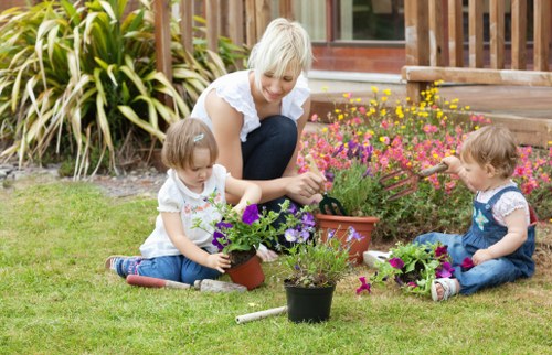 Beautiful landscaped garden in Bermondsey with vibrant flowers and greenery.