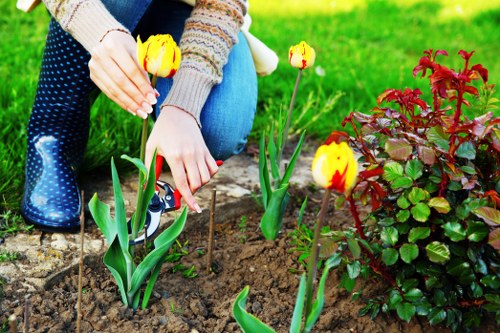 Professional landscaper working on a Bermondsey garden design.